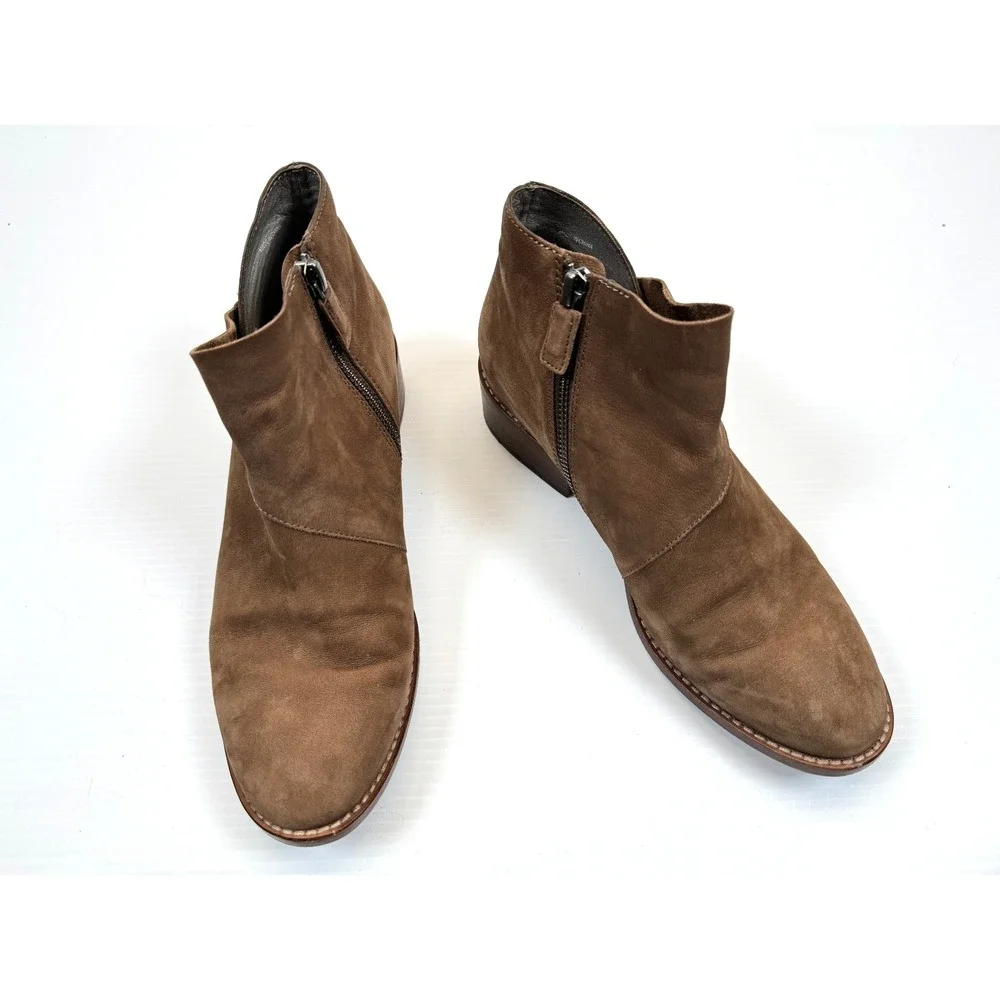 Eileen Fisher Billie‎ Ankle Boots Women 7.5 EUC Leather Zip Closure Round Toe